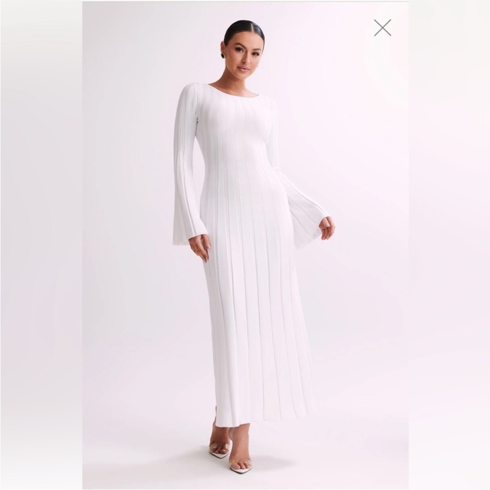 meshki white knit dress | Dresses | New Meshki Mabel Long Sleeve Maxi Size Small beach vacation dress women